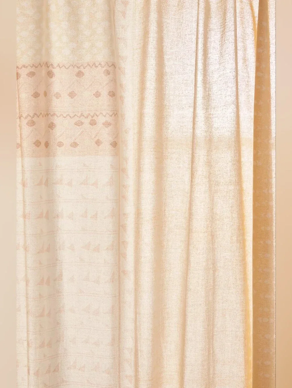 Beige Patterned Shower Curtain - Unbranded